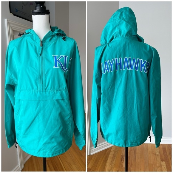 Champion Authentic Athletic wear half zip wind breaker rain KU Jayhawks size S - Picture 4 of 16